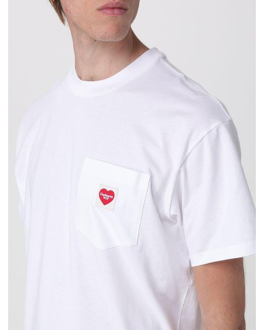 Carhartt White Crew Neck Cotton T-Shirt for men