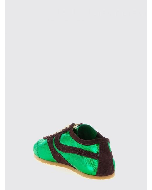 Dries Van Noten Green Laminated Leather Sneakers