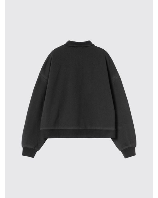 Carhartt Black Long-Sleeved Cotton Sweat Polo Shirt With Contrasting Logo