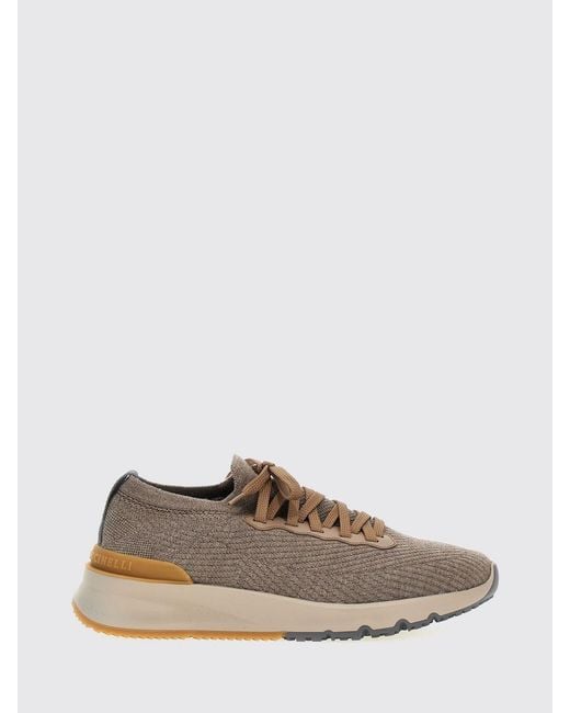 Brunello Cucinelli Brown Low-Top Knit Sneakers for men