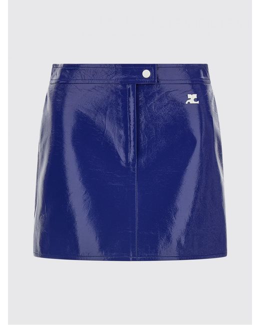 Courreges Blue CourrÈ Ges Coated Cotton Mini Skirt