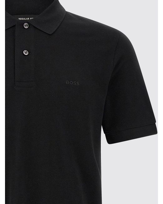 Boss Black Cotton Polo Shirt for men