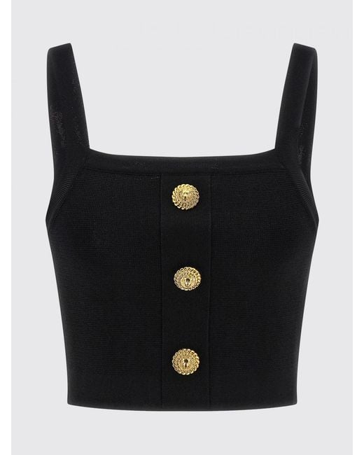 Balmain Black Cropped Knit Top
