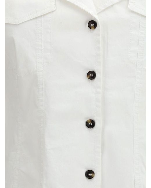 Ganni White Stretch Cotton Shirt