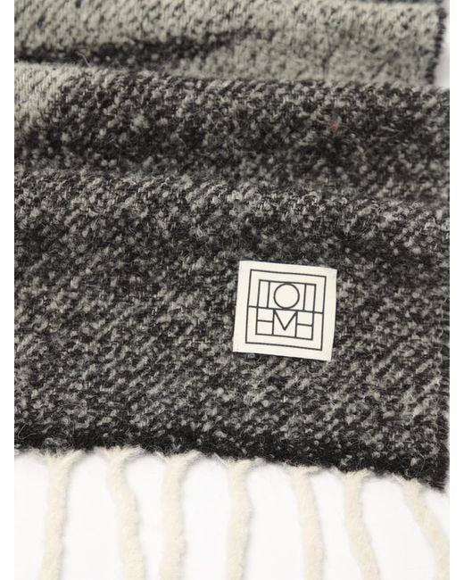 Totême  Gray Alpaca Wool Scarf With Logo