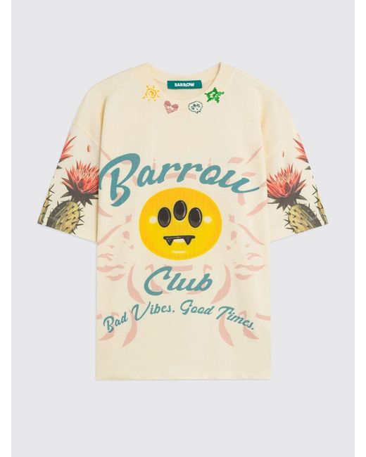 Barrow Gray Printed Cotton T-Shirt for men