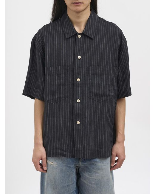 sunflower Black Striped Linen Casual Shirt for men