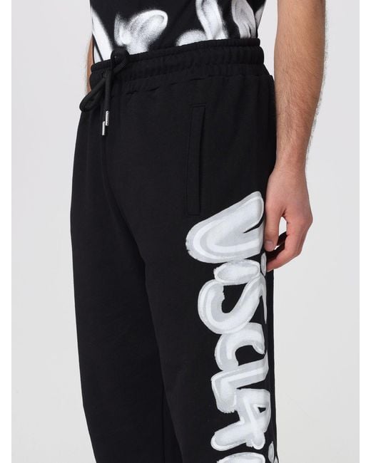 DISCLAIMER Black Cotton Jogging Trousers With Drawstring And Contrast Logo for men
