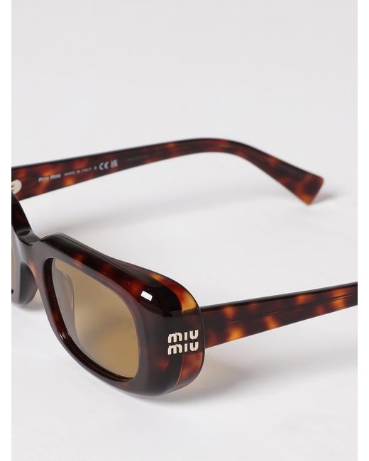Miu Miu Multicolor Rectangular Frame Acetate Sunglasses With Contrast Logo