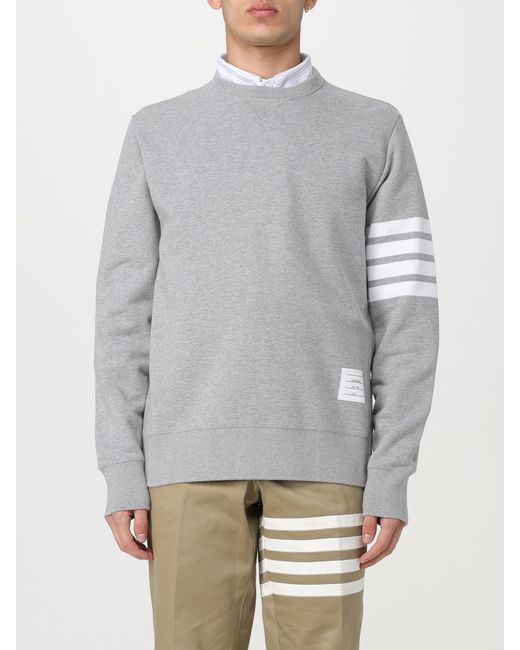 Thom Browne Gray Ribbed Wool Crewneck Sweater for men
