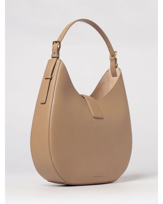 Elisabetta Franchi Natural Round Hobo Shoulder Bag With Charm