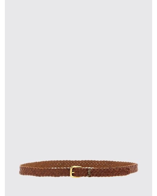 Saint Laurent White Cassandre Woven Leather Belt for men
