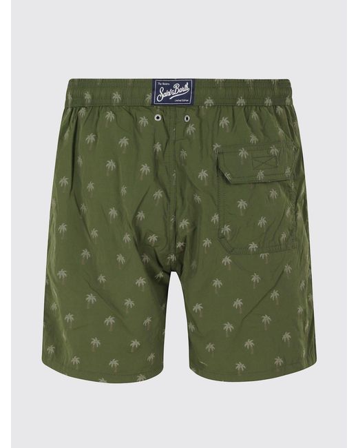 Mc2 Saint Barth Green Graphic Print Swim Shorts With Drawstring Waist for men