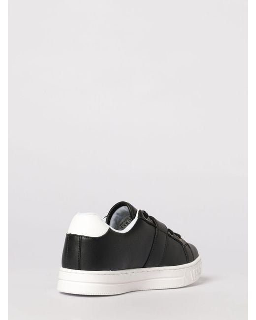Versace Jeans Couture Black Leather Sneakers With Baroque Buckle