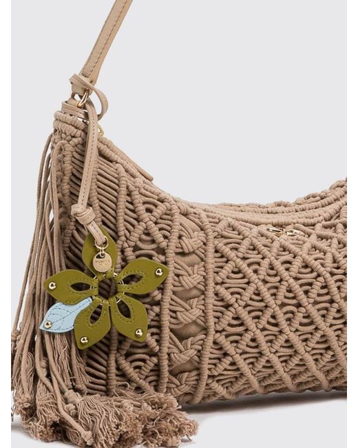 Twinset Brown Woven Cotton Bag