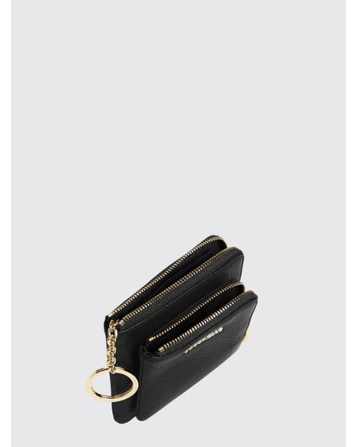Coccinelle Black Metallic Small Grained Leather Credit Card Holder