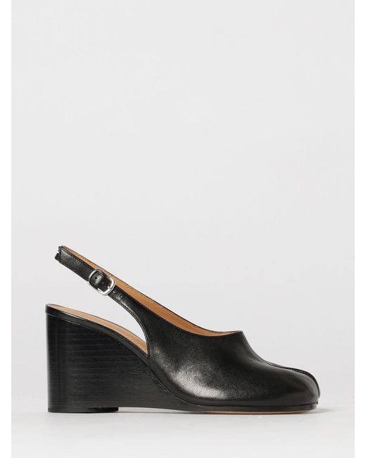 Maison Margiela Black Tabi Leather Wedge Slingback