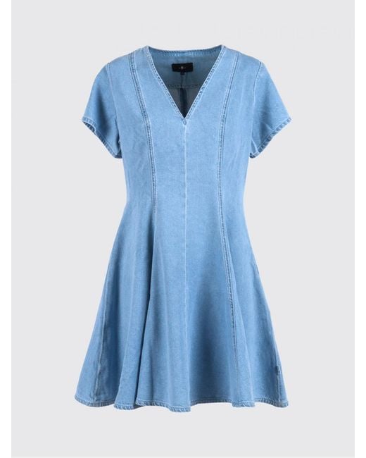 7 For All Mankind Blue Cotton Blend Mini Dress