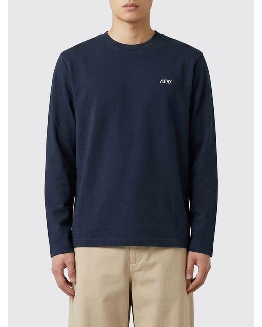 Autry Blue Cotton T-Shirt With Logo for men