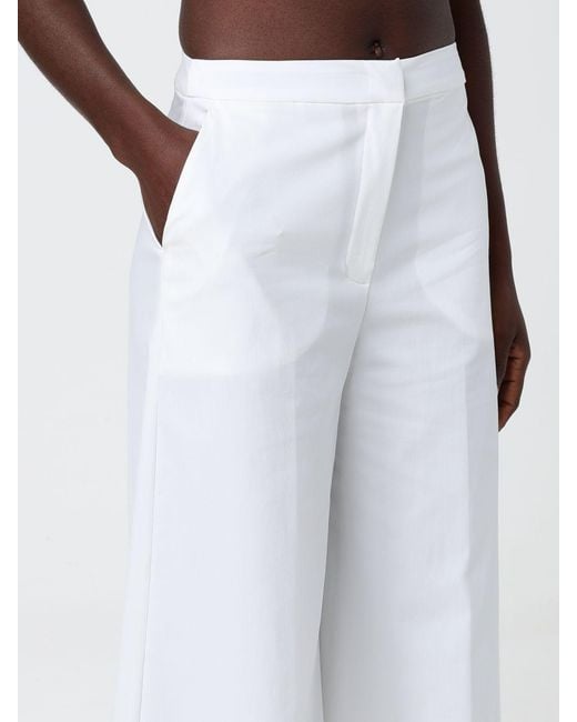 Hanita White Cotton Blend Flared Trousers