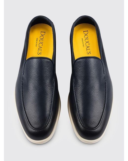 Doucal's Blue Grain Leather Loafer for men