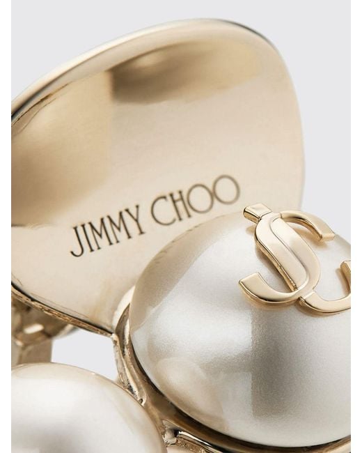 Jimmy Choo White Hairclip With Monogram And Synthetic Pearls