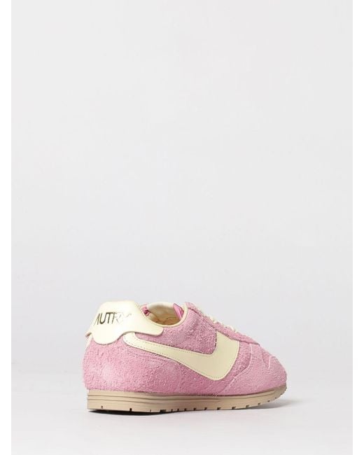 Autry Pink Windspin Suede Sneakers