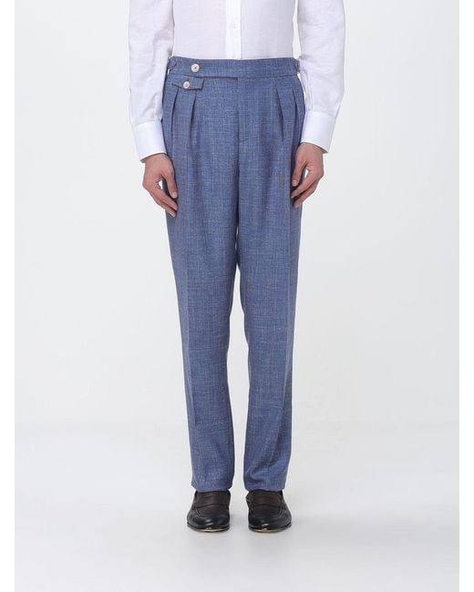 Brunello Cucinelli Blue Sartorial Virgin Wool Blend Trousers for men