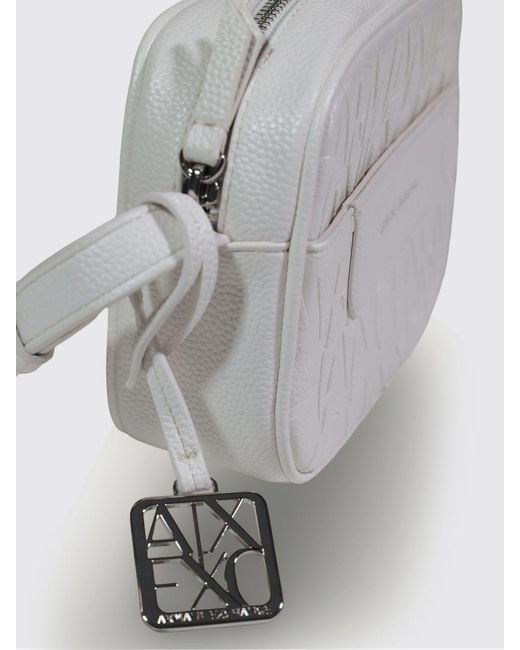 ARMANI EXCHANGE Gray Grained Synthetic Leather Bag With Embossed Logo