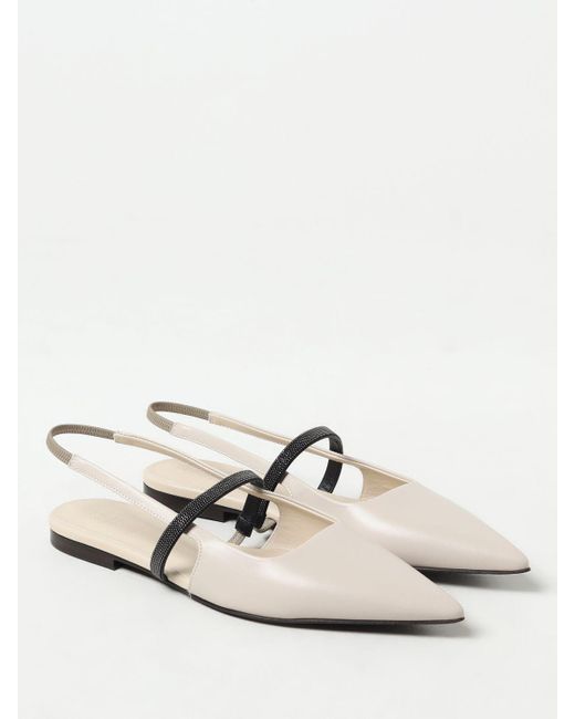 Brunello Cucinelli White Flat Shoes