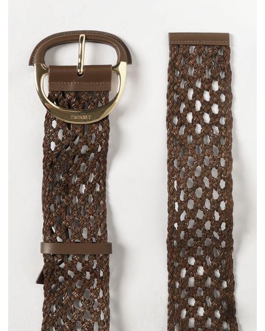 Twinset Gray Crochet Raffia Belt