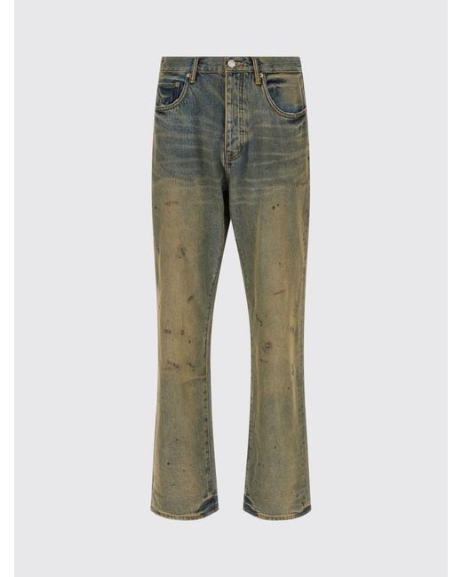 Purple Gray P011 Straight-Leg Cotton Denim Jeans With A Worn-Out Effect for men