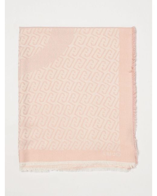 Liu Jo Natural Viscose Stole With Lj Jacquard Monogram