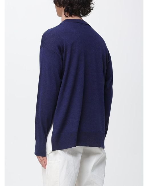AMI Blue Wool And Silk Crew Neck Sweater for men