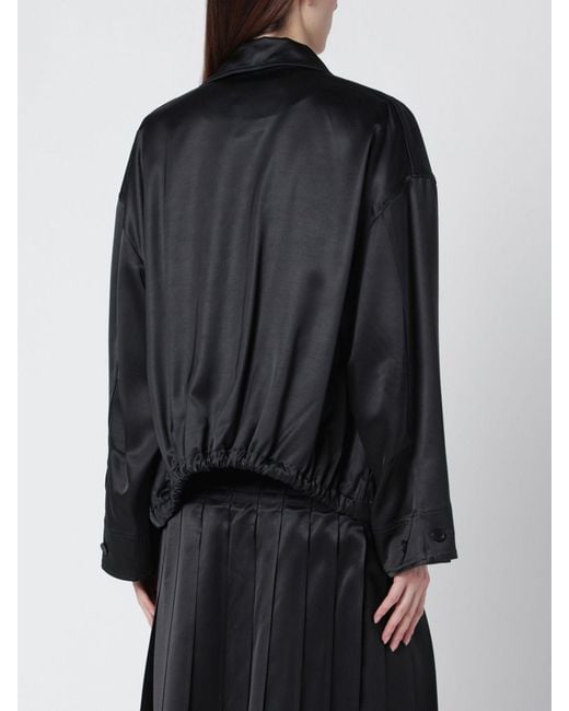 DURAZZI MILANO Black Satin Bomber Jacket