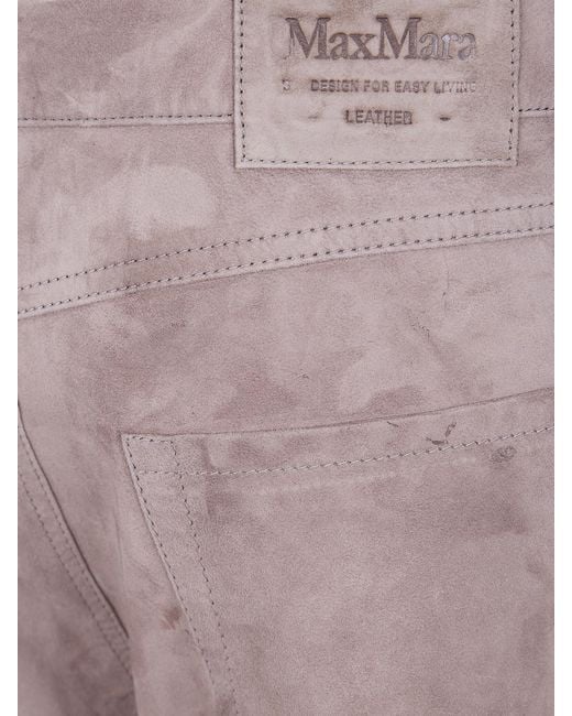 Max Mara Brown Suede Leather Trousers