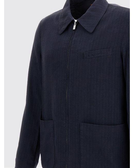 Barena Blue Linen Blend Shirt Jacket for men