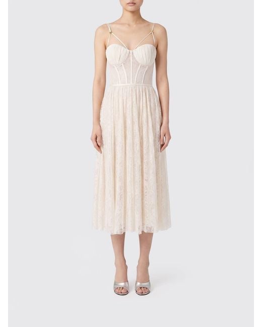 Elisabetta Franchi Natural Lace Midi Dress