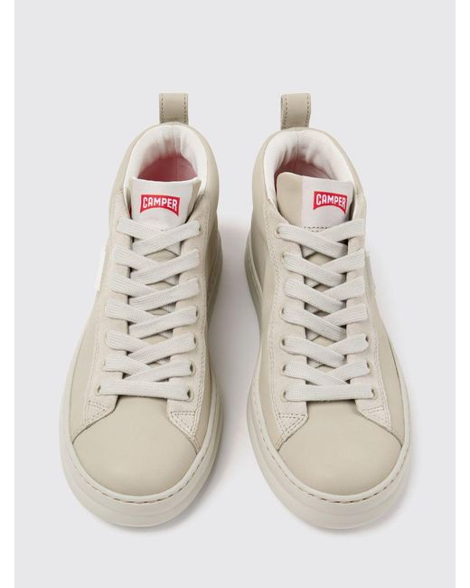 Camper White Runner Calfskin High-Top Trainers With Xl Extralight Sole
