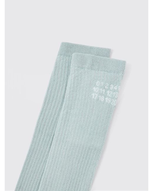 MM6 by Maison Margiela Blue Cotton Blend Socks With Numbers Logo