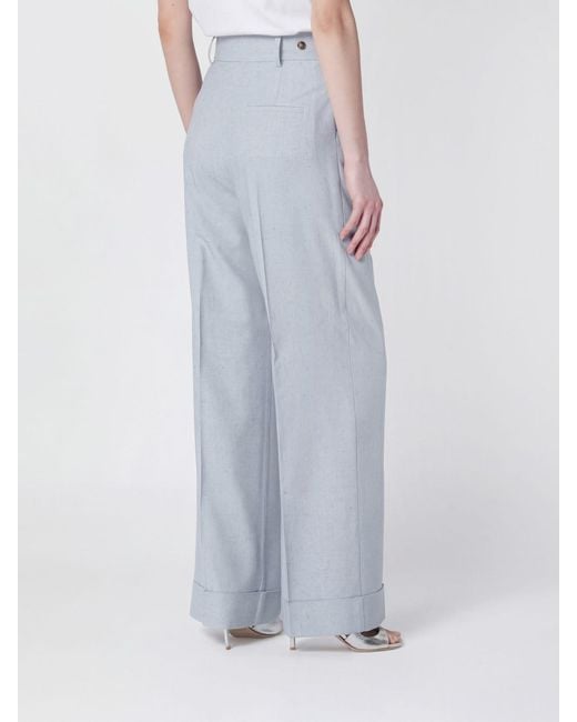 Alberta Ferretti Blue Tailored Silk Blend Trousers