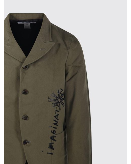 Comme des Garçons Green Cotton Blazer With Slogan for men
