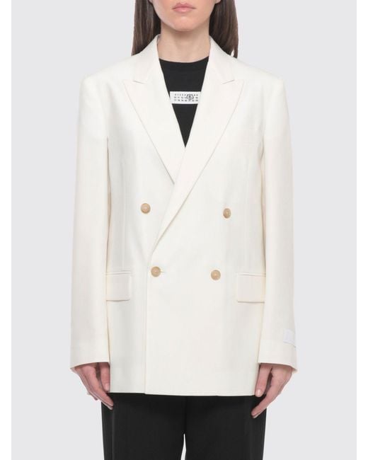 MM6 by Maison Margiela White Double-Breasted Blazer