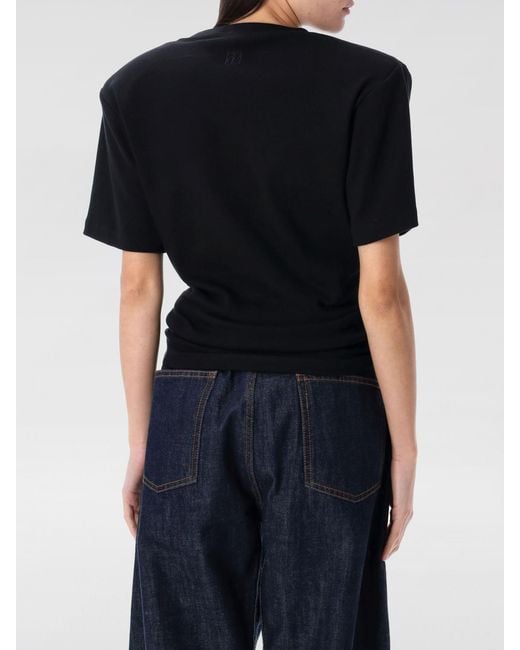 Magda Butrym Black Knotted Cotton Crop T-Shirt