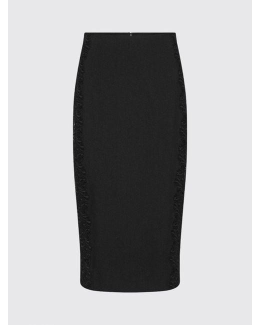 ROTATE BIRGER CHRISTENSEN Black High-Waisted Lace-Insert Jersey Pencil Midi Skirt