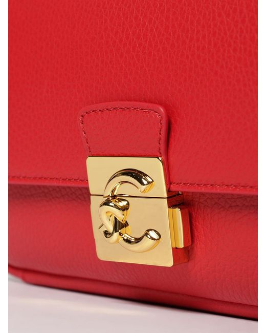 Coccinelle Red C-Me Lock Medium Grained Leather Bag