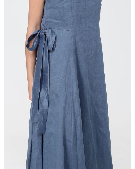 Max Mara Blue Ramie Midi Dress