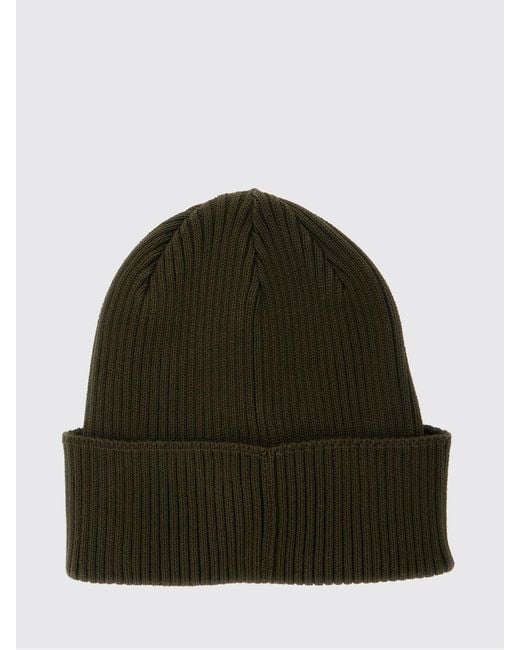 C P Company Green Cotton Beanie With Cuff And Iconic Goggle Lenses for men