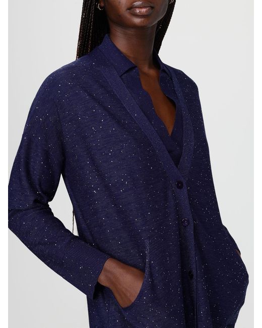 Kangra Blue Viscose Blend Cardigan With Sequins