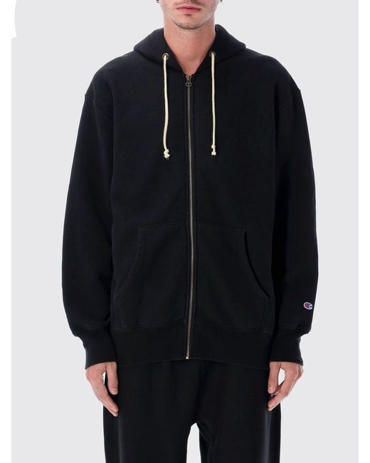 Champion Blue Cotton Blend Hoodie for men